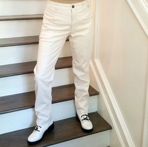 Dx Collection New Ivory Faux Leather Jeans, Size M, $28